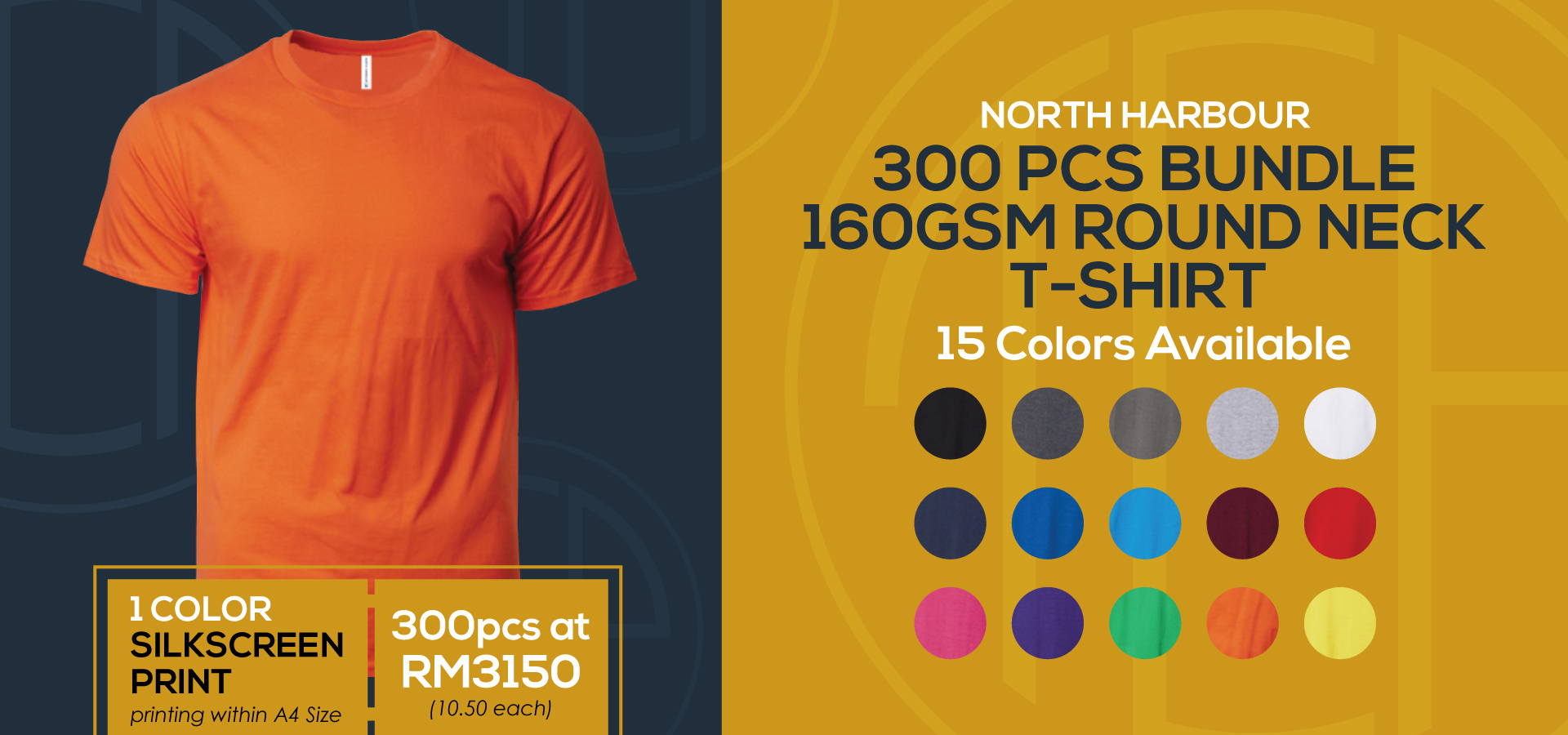 Promotion-Page-Silkscreen-Print-300PCS-North-Harbour-T-Shirt-Bundle
