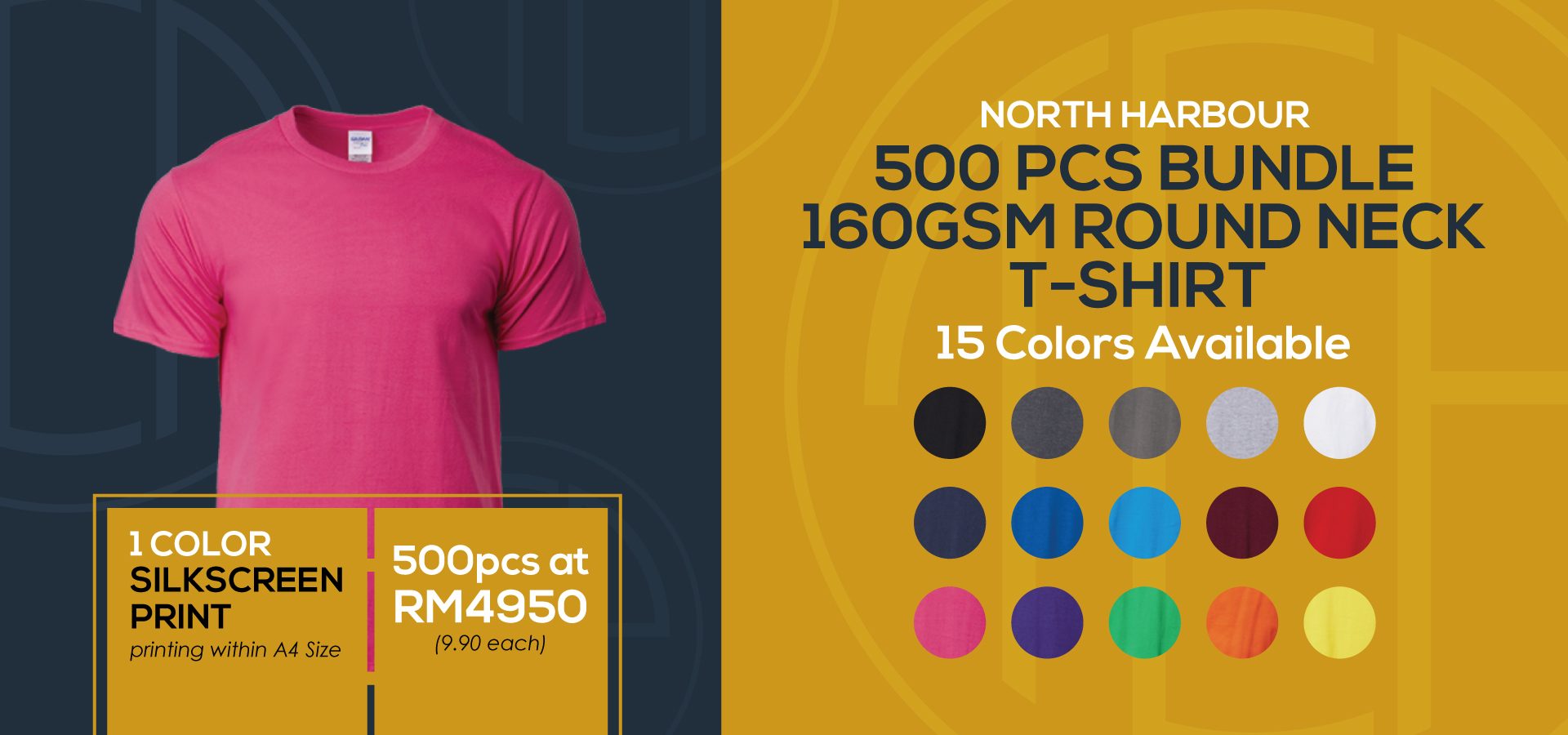 Promotion-Page-Silkscreen-Print-500PCS-North-Harbour-T-Shirt-Bundle