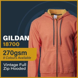 Gildan 18700 Vintage Full Zip Hooded Sweatshirt customproject.my