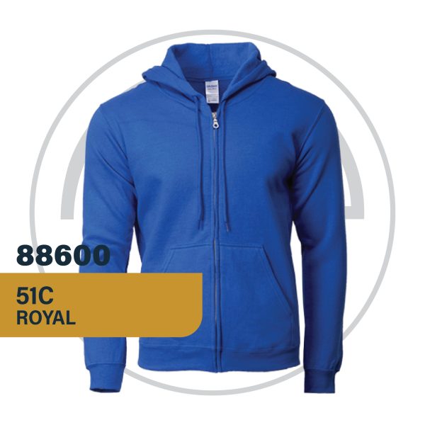 Gildan 88600 Full Zip Hooded Sweatshirt Royal customproject.my