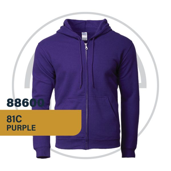 Gildan 88600 Full Zip Hooded Sweatshirt Purple customproject.my