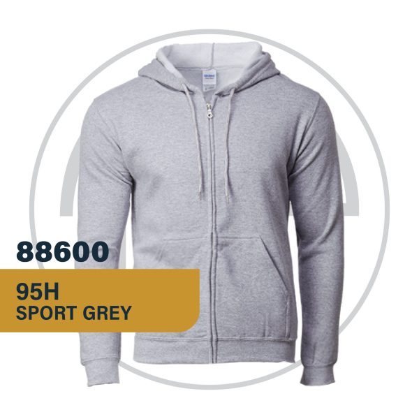 Gildan 88600 Full Zip Hooded Sweatshirt Sport Grey customproject.my